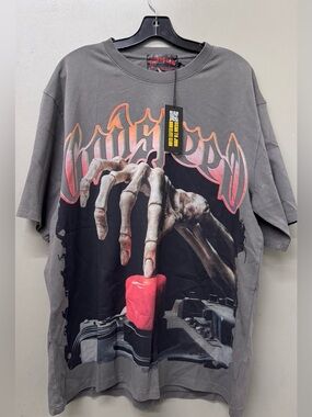 GODSPEED DETONATOR T-SHIRT (GREY WASH) Oversized Mens T-shirt size XL